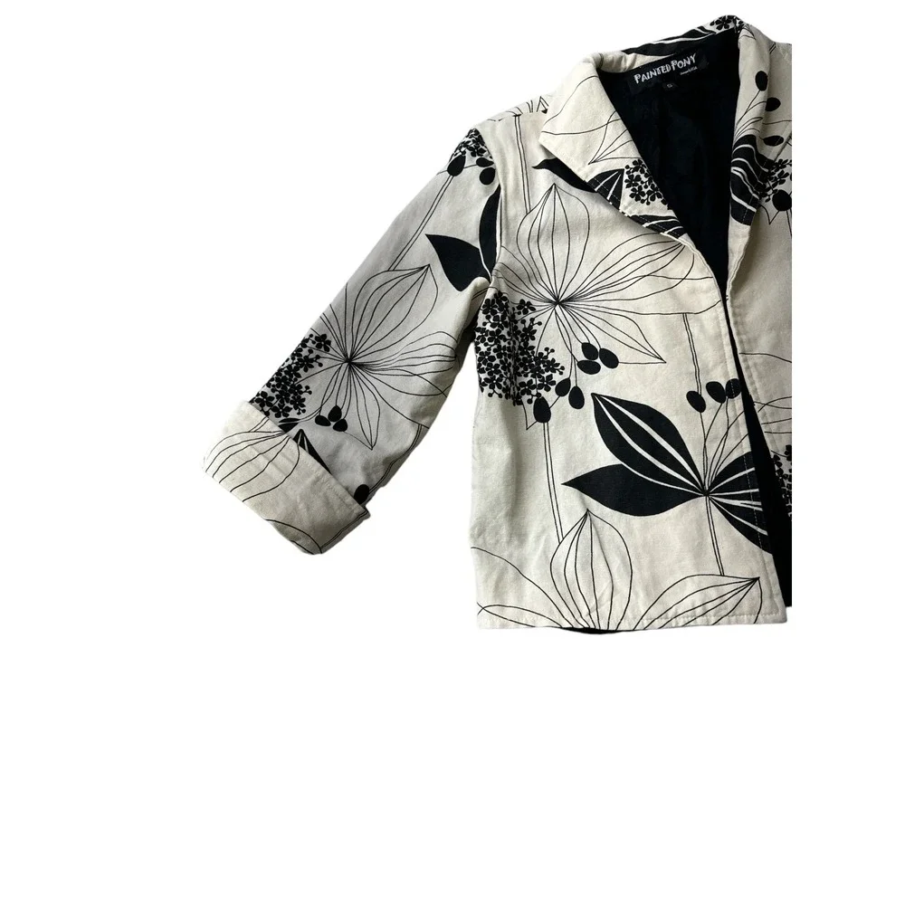 Painted Pony Vintage Floral Flower Thick Tapestry‎ Oversized Jacket Size Small